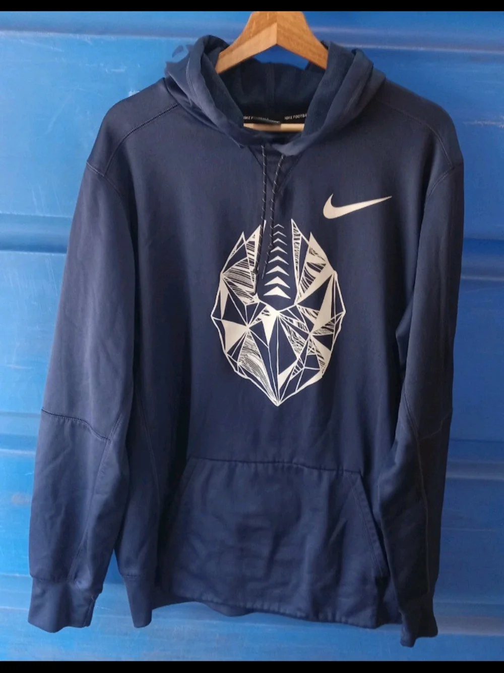 Nike Football Navy Pullover Hoodie with White Geometric Graphic